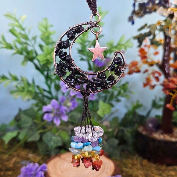 Handmade Obsidian Crystal Moon Décor #4 - Picture 1 of 3